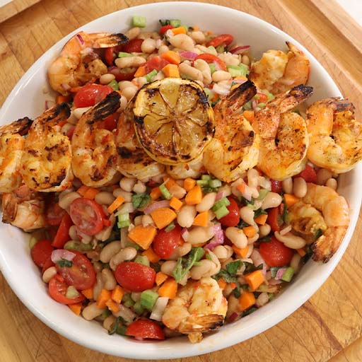 grilled shrimp white bean salad 
